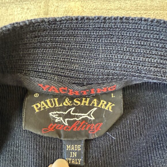 Paul & Shark Cardigan Mens Large Wool Blend Knit Sweater Elbow Patches Italy - Picture 5 of 6